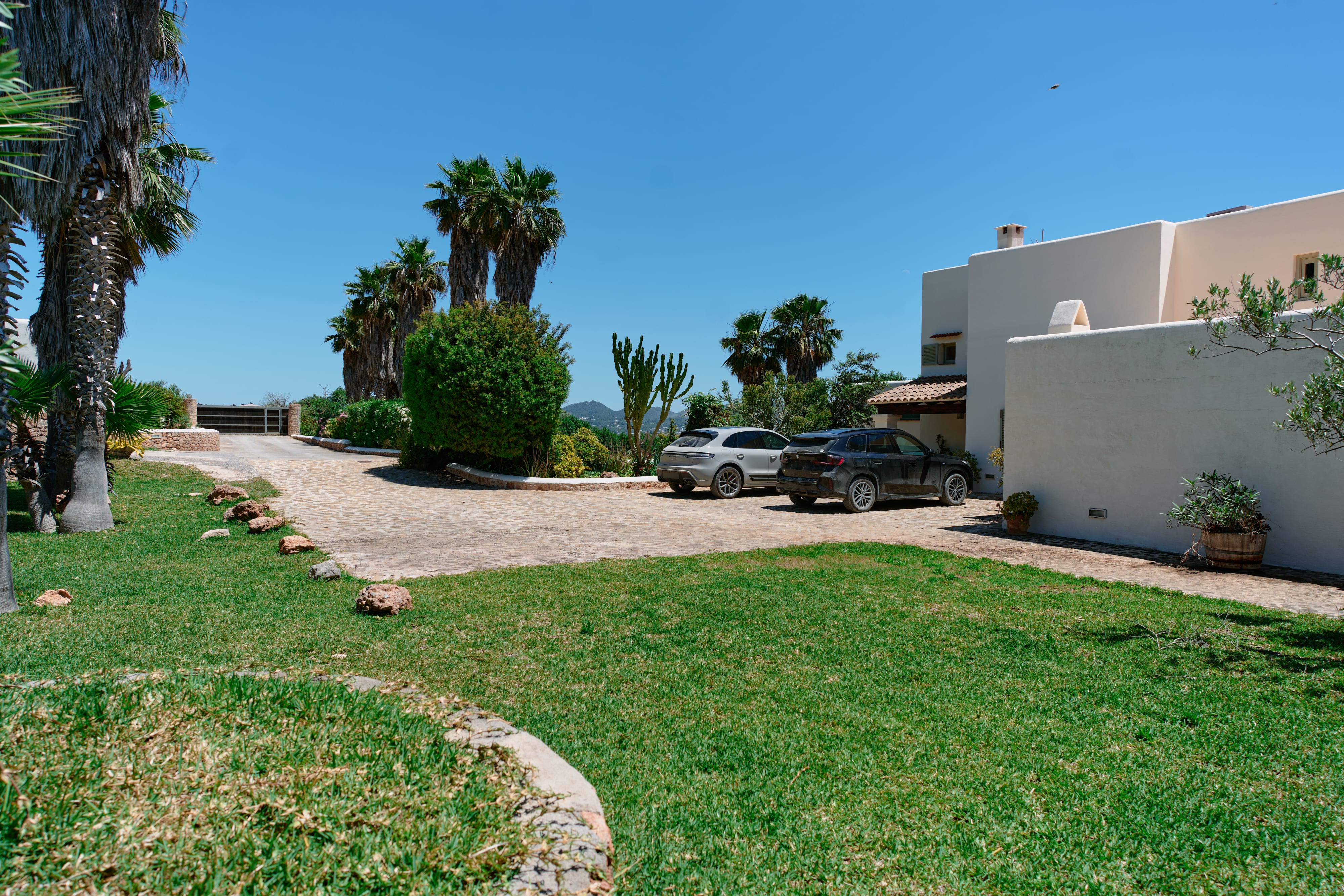 Exteriores con jardín y palmeras
